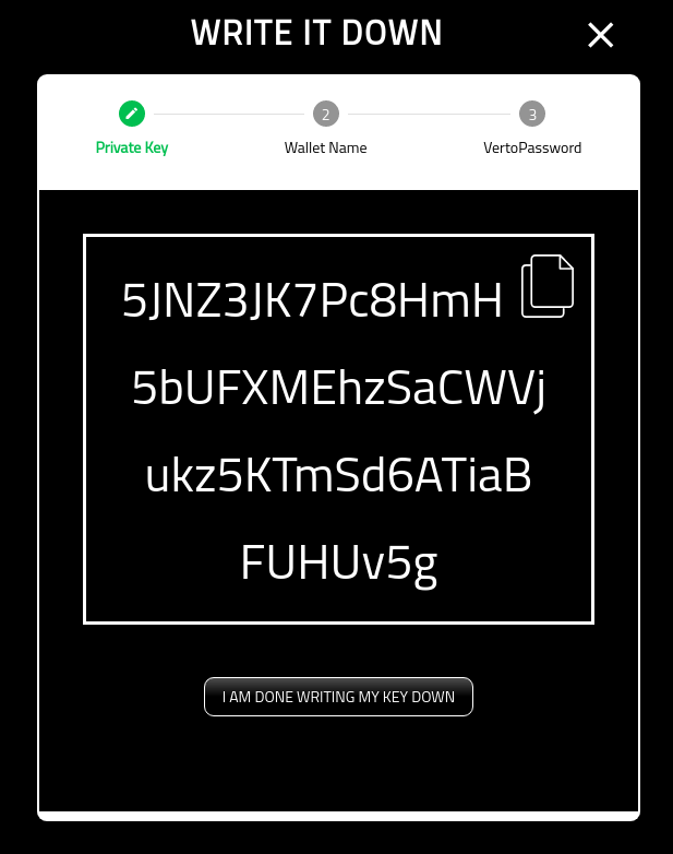 Create Verto Wallet